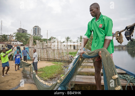 Life in the Monrovian  fishing community of West Point in Liberia. Stock Photo