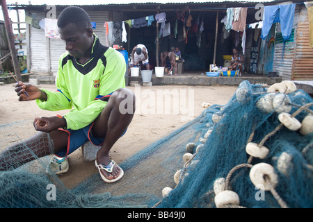 Life in the Monrovian  fishing community of West Point in Liberia. Stock Photo