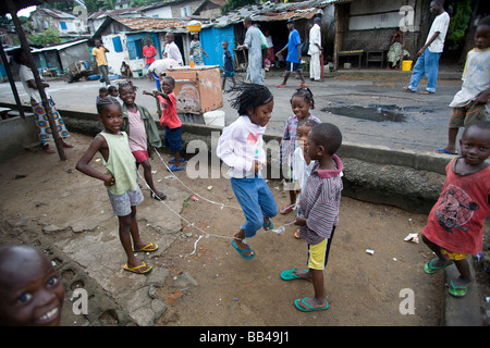 Life in the Monrovian  fishing community of West Point in Liberia. Stock Photo