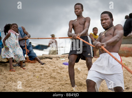 Life in the Monrovian  fishing community of West Point in Liberia. Stock Photo