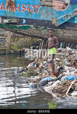 Life in the Monrovian  fishing community of West Point in Liberia. Stock Photo