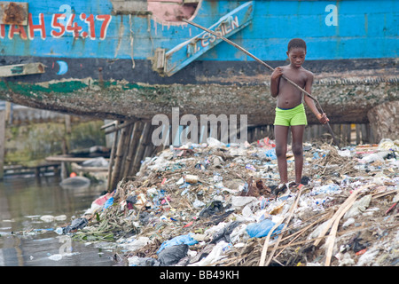 Life in the Monrovian  fishing community of West Point in Liberia. Stock Photo