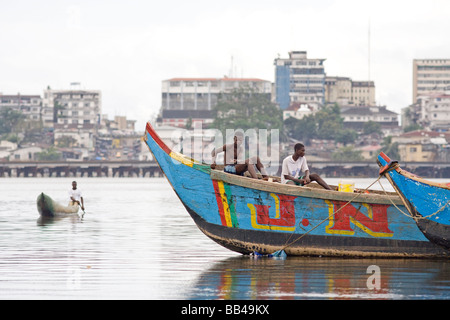 Life in the Monrovian  fishing community of West Point in Liberia. Stock Photo