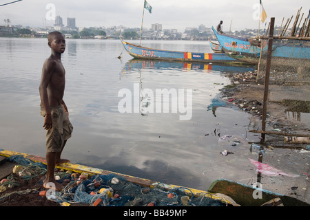 Life in the Monrovian  fishing community of West Point in Liberia. Stock Photo