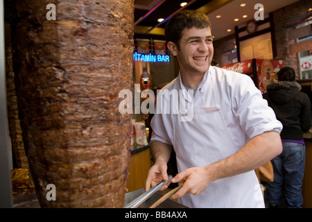 Kebab chef in Istanbul, Turkey. Stock Photo