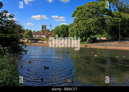 Mill Dam towards the Church at Tickhill, Doncaster, South Yorkshire, England, UK. Stock Photo