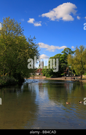 Mill Dam towards the Church at Tickhill, Doncaster, South Yorkshire, England, UK. Stock Photo