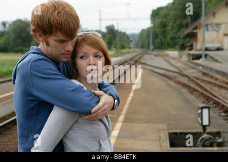 Portrait of a young couple embracing Stock Photo