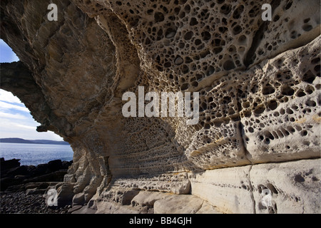 Limestone erosion at Elgol, on the Isle of Skye, Scotland, UK Stock Photo