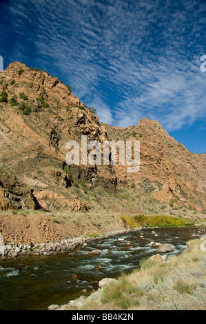 Colorado, Canon City, Royal Gorge Railroad. Views from the train along the Arkansas River. Stock Photo