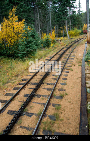 Colorado, Colorado Springs, Manitou Springs. Pikes Peak Cog Railway. Views from the train. Stock Photo