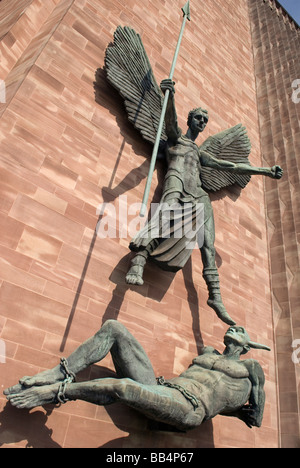 St Michael and the Devil sculpture New Coventry Cathedral Stock Photo