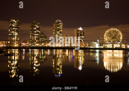 The city skyline of Vancouver and Science World British Columbia Canada Stock Photo