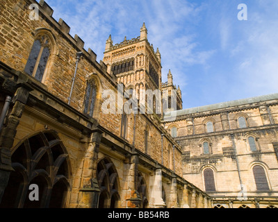 Durham Cathedral viewed from the cloisters. A sunny day in County Durham England UK Stock Photo