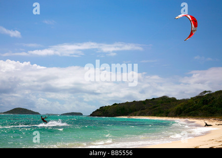 Kite surfer in Caribbean sea Stock Photo