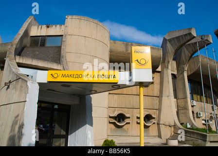 Futuristic Socialist realist main post office building in central Skopje Macedonia Europe Stock Photo