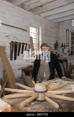 The wheelwright's workshop at Colonial Williamsburg is housed on the grounds of the Governor's Palace. Stock Photo