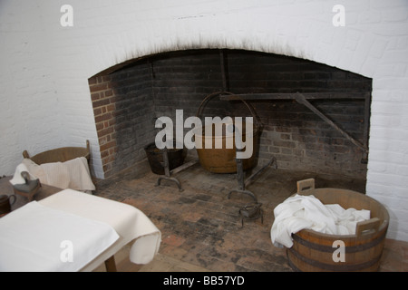 Laundry room at Wetherburn's Tavern in Colonial Williamsburg, Virginia. Stock Photo