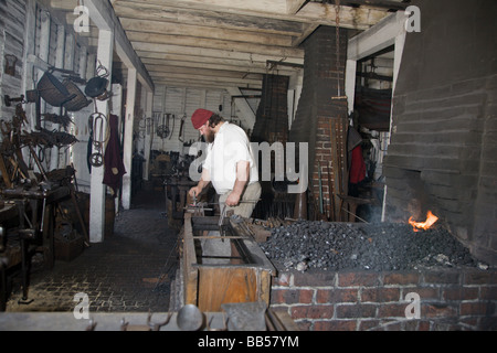 Blacksmith's workshop at Colonial Williamsburg, Virginia. Stock Photo