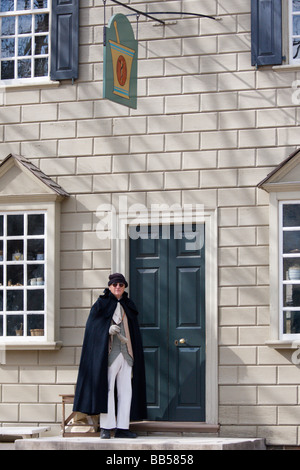 Period actor in Colonial Williamsburg, Virginia. Stock Photo