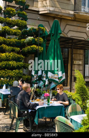 Restaurant terrace along Skadarska street in central Belgrade Serbia Europe Stock Photo