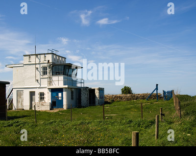 Former coastguard look out station on the cliff top near Whitby Abbey North Yorkshire due for demolition 2009 Stock Photo