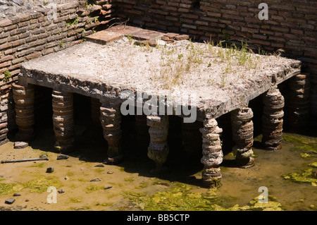 Hypocaust heating system in Sanctuary of Asclepius in ancient Roman city of Butrint UNESCO World Heritage Site in Albania Stock Photo