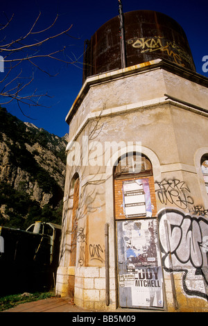 Urban paintings on an abandoned train station Stock Photo