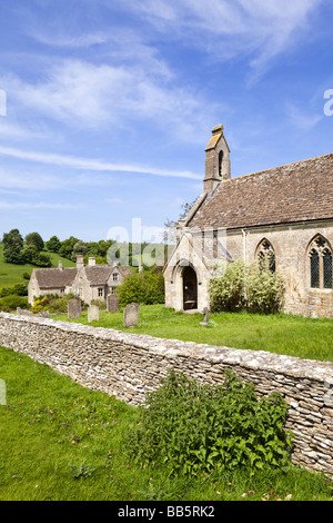 Lasborough Manor and St Marys church in the Cotswold hamlet of Lasborough, Gloucestershire. Stock Photo