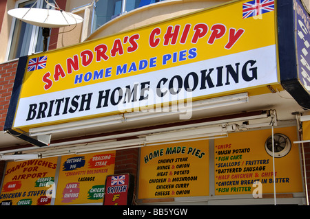 Sandra's Chippy British Home Cooking Restaurant, Marmaris, Mulga, Turkey Stock Photo
