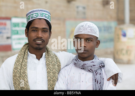 Two young Muslims in Varanasi, India Stock Photo