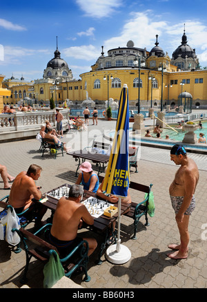 Chess players at The Szechenyi Baths in Budapest Hungary Stock Photo