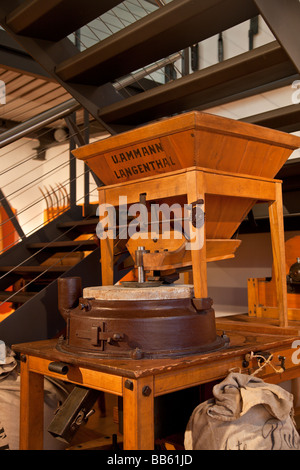 AN antique grinding wheel at Moulins souterrains du Col des Roches Le Locle Switzerland Europe Stock Photo