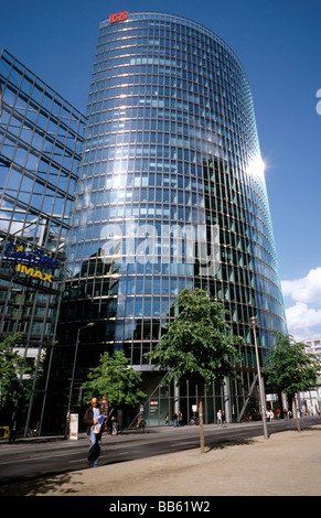 May 16, 2009 - BahnTower, corporate headquarters of Deutsche Bahn AG, at Potsdamer Platz in the German capital of Berlin. Stock Photo