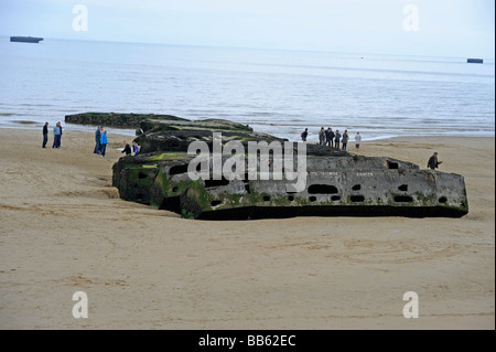 D Day Artificial port at Arromanches Mulberry harbour Landing beach ...