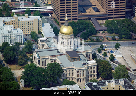 aerial view above Georgia state capitol building Atlanta Stock Photo