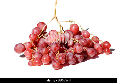 Cluster of red grapes on white background Stock Photo