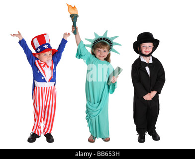 Kids dressed up like American characters Stock Photo