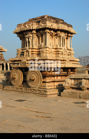 Hampi - Karnataka, Vitthala temple complex, stone ratha (chariot). Stock Photo