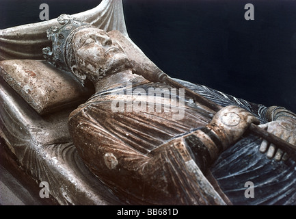 Henry II, 5.3.1133 - 6.7.1189, King of England 1154 - 1189, half length, tomb, Fontevrault, Stock Photo