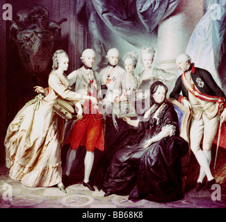 Maria Theresa, 13.5.1717 - 29 11.1780, Holy Roman Empress 13.9.1745 - 18.8.1765, with children, painting by Heinrich Friedrich Fueger, circa 1770, Austrian Gallery, Vienna, , Stock Photo