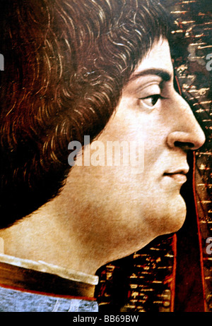 Alexander VI (Rodrigo de Borja) 1.1.1431 - 18.8.1503, Pope 11.8.1492 - 1503, portrait, side view, painting, Stock Photo