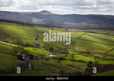 View towards Macclesfield Forest and Shutlingsloe Hill from Tegg's Nose Country Park, Peak District, Cheshire. Stock Photo