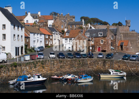 Pleasure Boats Tied Up in the Small Harbour Village of Crail Fife Scotland United Kingdom UK Stock Photo