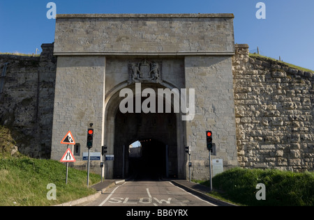 The entrance to HMP The Verne on the Isle of Portland in Dorset, England. Verne Prison is a Category C facility for adult males. Stock Photo