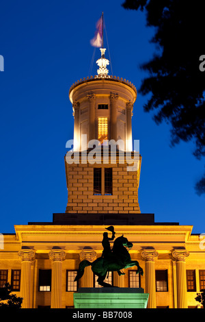 Andrew Jackson statue in front of State Capitol building in Nashville Tennessee Stock Photo