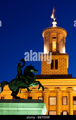 Andrew Jackson statue in front of State Capitol building in Nashville Tennessee Stock Photo