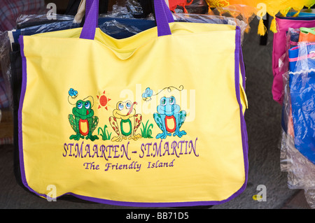 Craft market souvenir bags bag philipsburg St Martin st Maarten caribbean Stock Photo