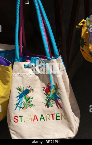 Craft market souvenir bags bag philipsburg St Martin st Maarten caribbean Stock Photo