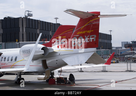 Bombardier Learjet 60XR Business Jet N60XR at EBACE Aircraft Trade Show at Geneva Airport Switzerland Stock Photo